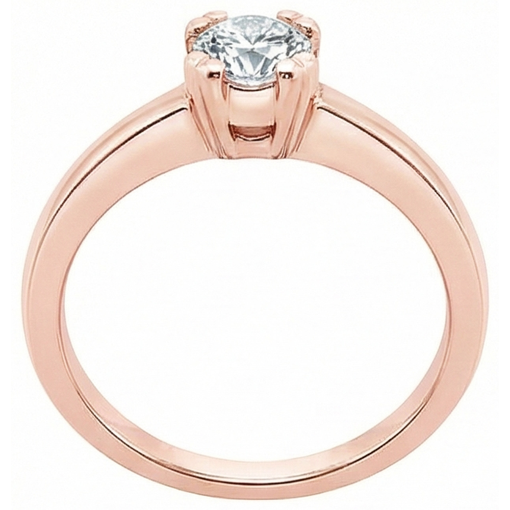 naturel round diamant 3.01carats bague vue de profil