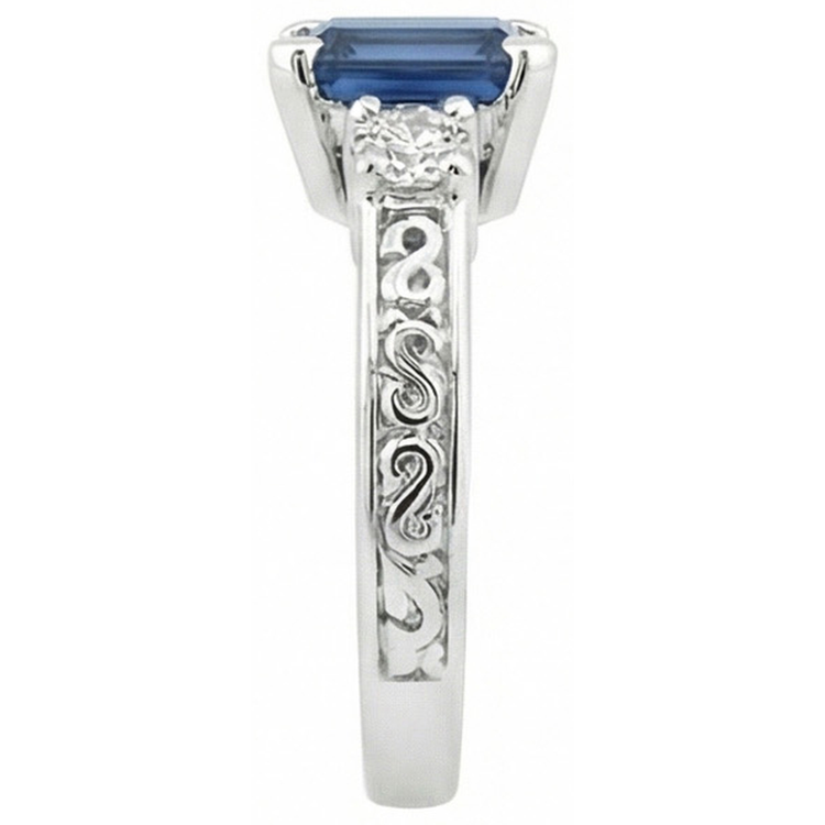 3.15 Carats Sri Lanka Saphir & Diamant Naturels Extraits des Mines ( et non cultivés en laboratoire ) Alliance Or Blanc 14K