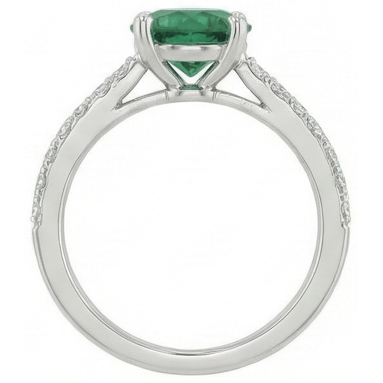 3.15 carats serti de griffes émeraude Vert et diamants alliance WG 14K