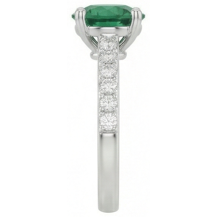 3.15 carats serti de griffes émeraude Vert et diamants alliance WG 14K