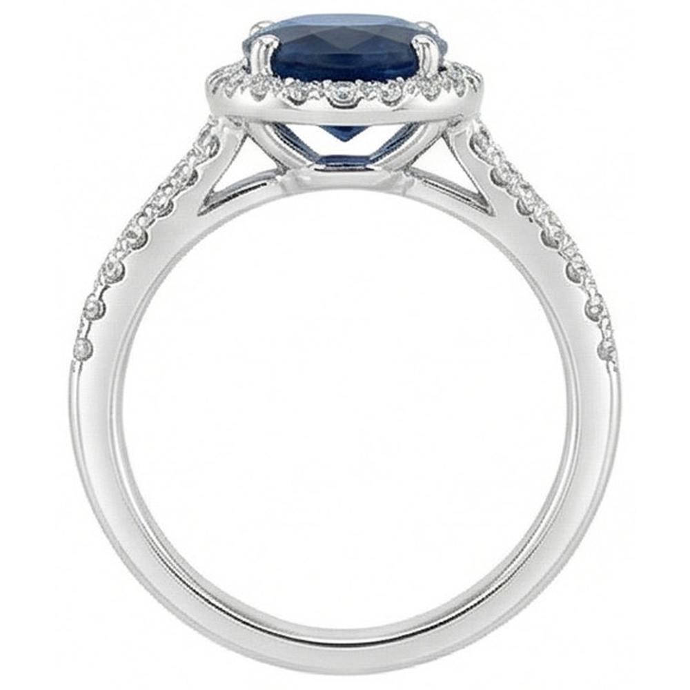 naturel oval diamant 3.20carats bague vue de profil