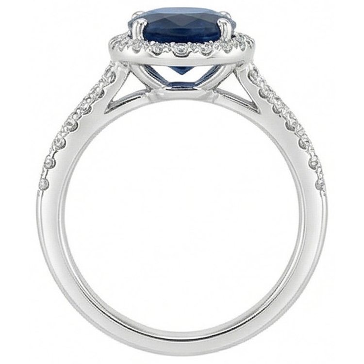 naturel oval diamant 3.20carats bague vue de profil