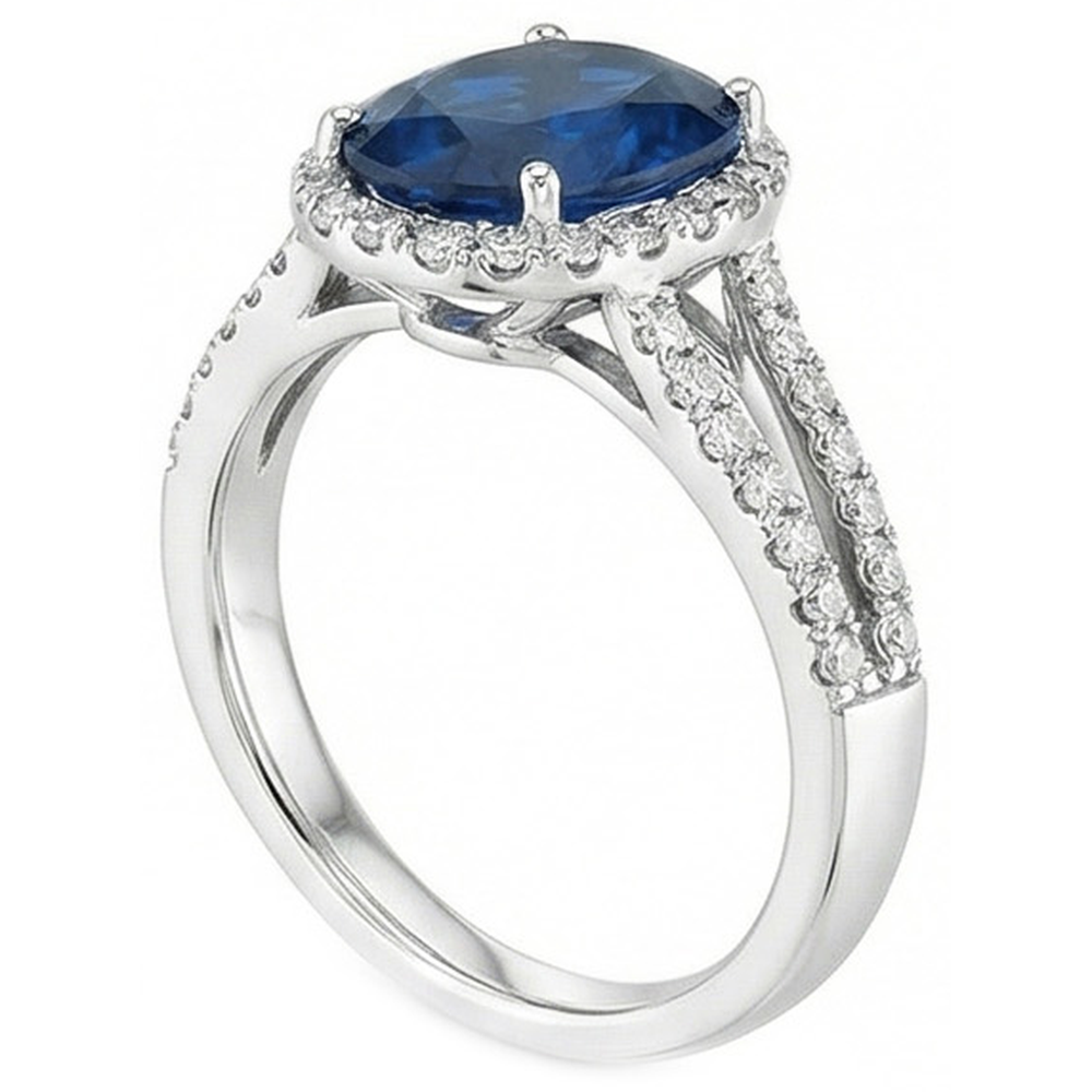 naturel oval diamant 3.20carats bague vue de dessus