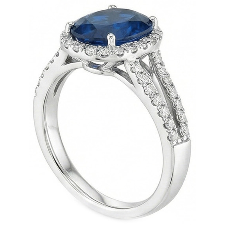naturel oval diamant 3.20carats bague vue de dessus