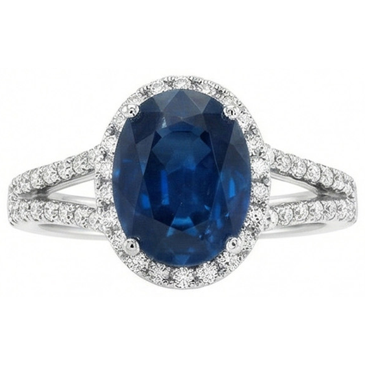 naturel oval diamant 3.20carats bague vue de face
