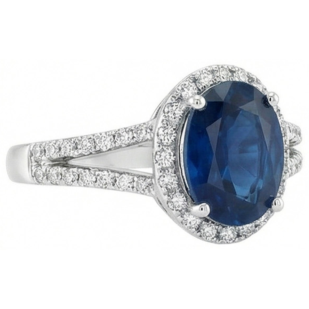 naturel oval diamant 3.20carats bague angle de côté