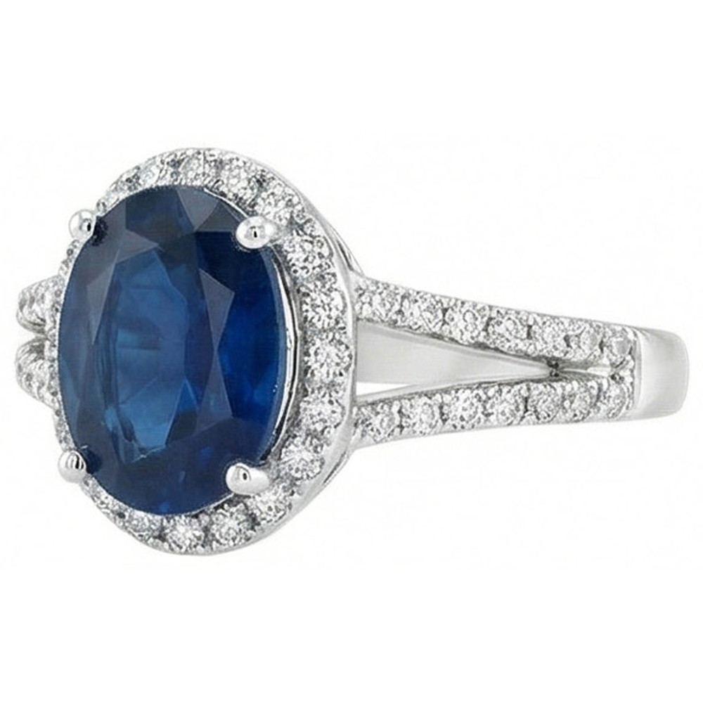 naturel oval diamant 3.20carats bague détail rapproché