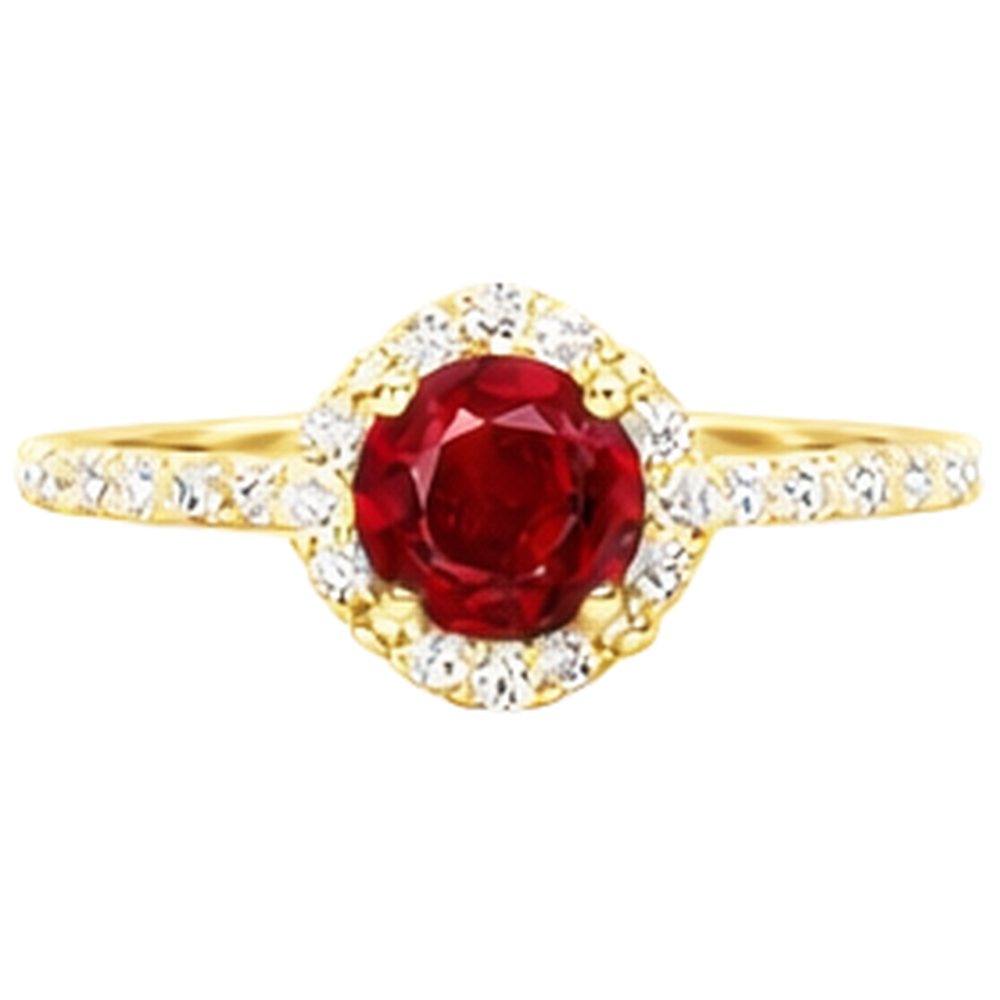3.20 Carats Rubis Rouge Avec Diamants Bague Or Jaune 14K