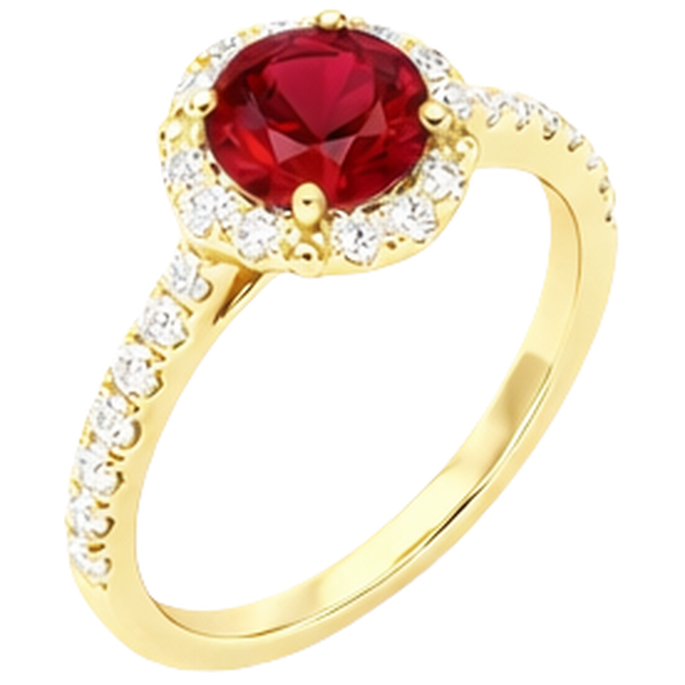 3.20 Carats Rubis Rouge Avec Diamants Bague Or Jaune 14K