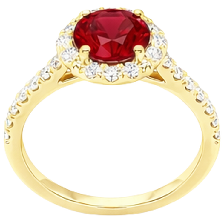 3.20 Carats Rubis Rouge Avec Diamants Bague Or Jaune 14K