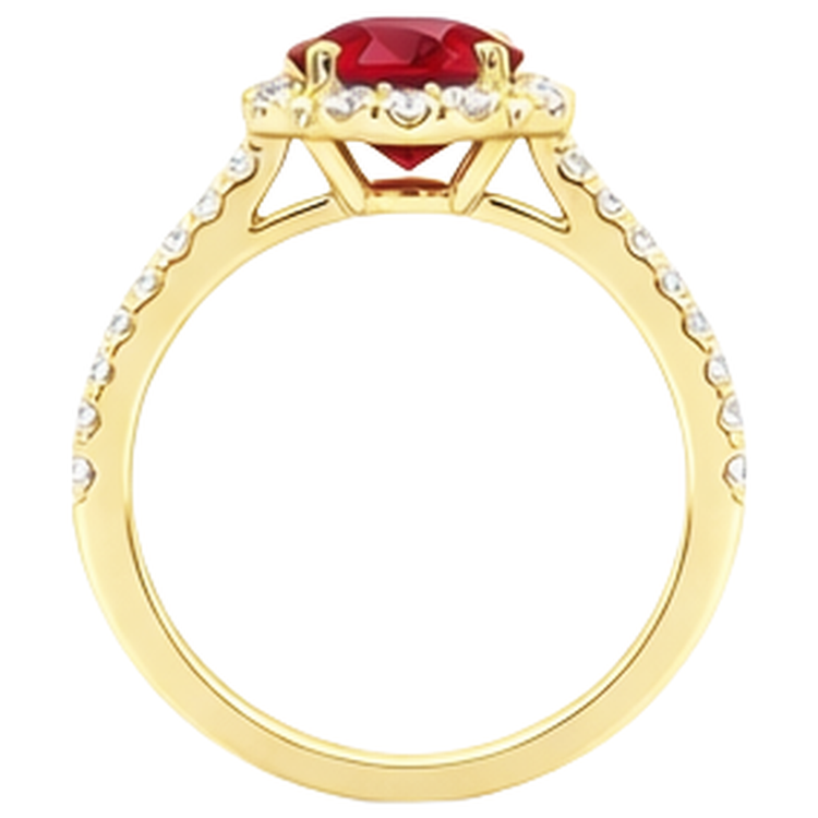 3.20 Carats Rubis Rouge Avec Diamants Bague Or Jaune 14K