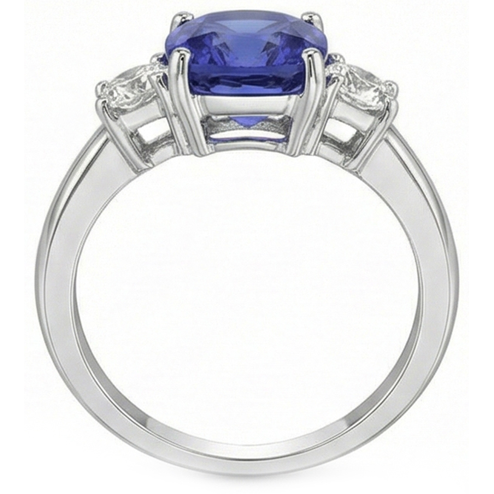naturel cushion diamant 3.25carats bague vue de profil
