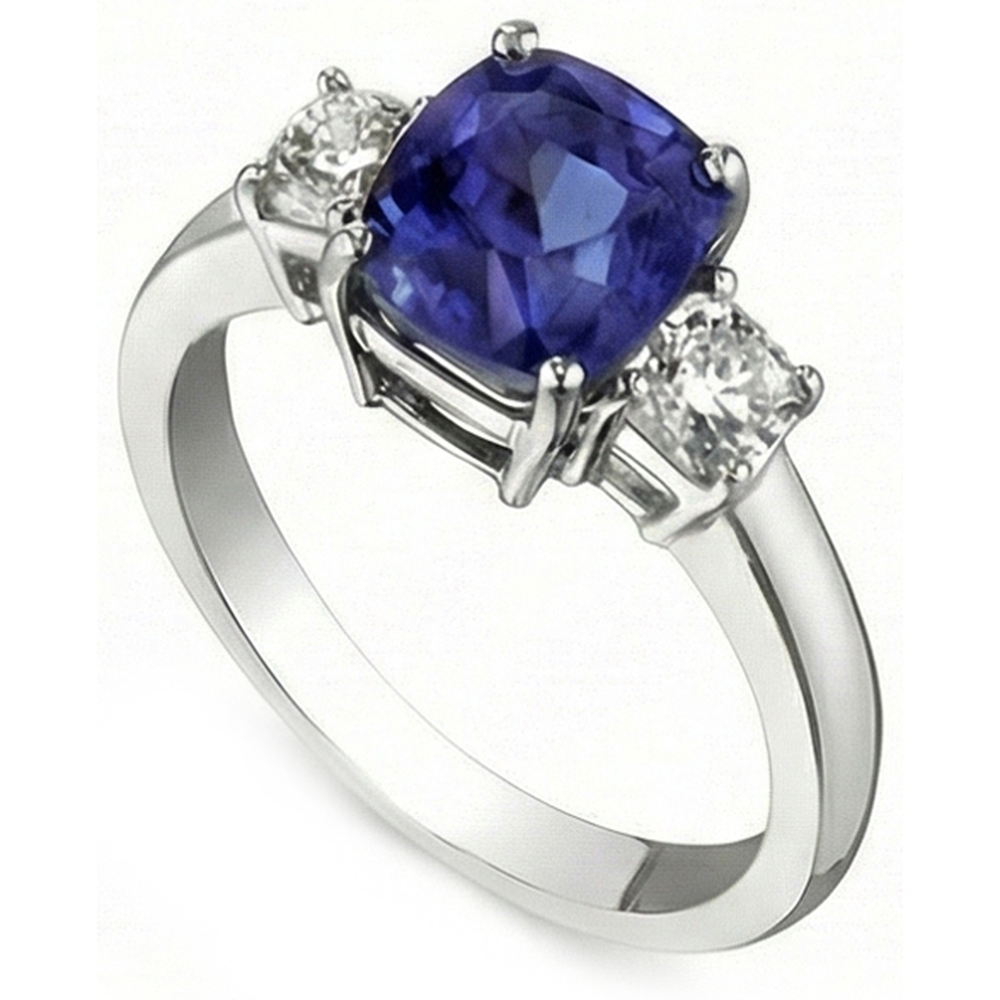 naturel cushion diamant 3.25carats bague vue de face