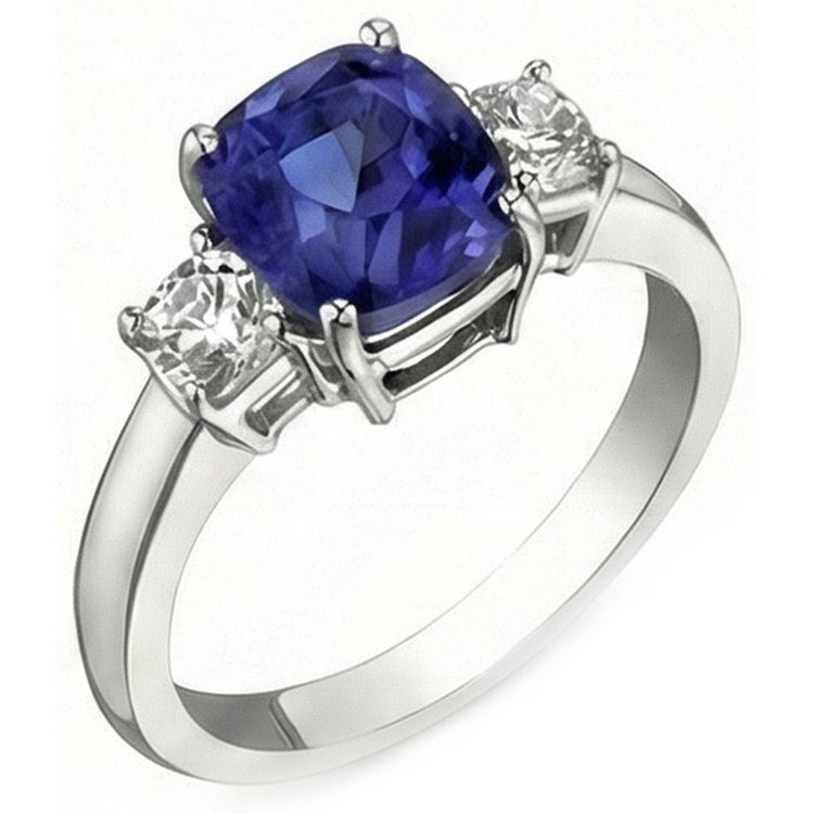 naturel cushion diamant 3.25carats bague angle de côté