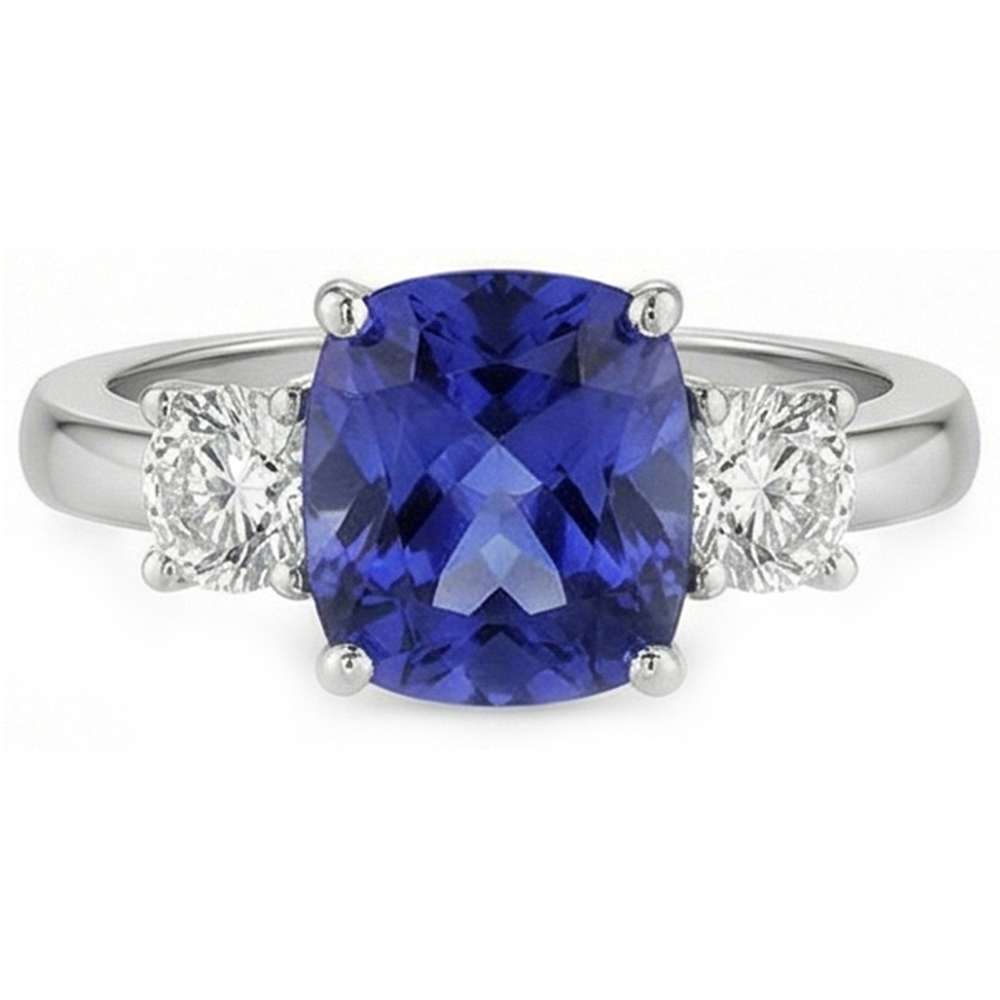 naturel cushion diamant 3.25carats bague détail rapproché