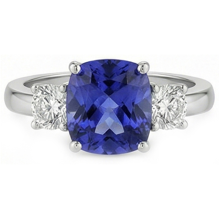 naturel cushion diamant 3.25carats bague détail rapproché