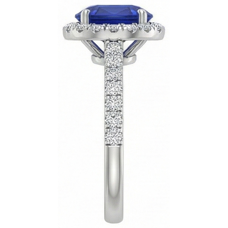 3.25 Carats Ceylan Saphir Et Diamants Naturels Extraits des Mines ( et non cultivés en laboratoire ) Alliance Or Blanc 14K