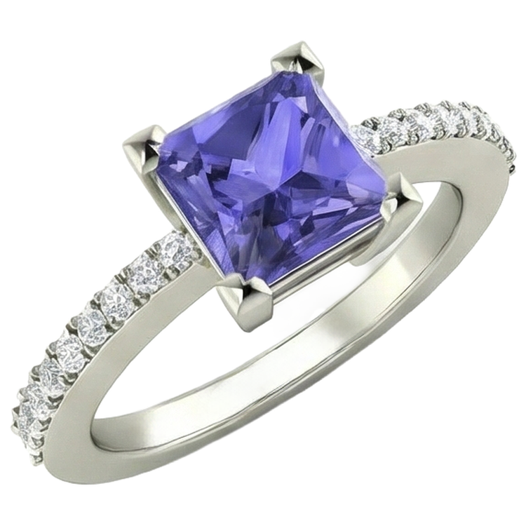 naturel tanzanite 3.40carats alliance vue de dessus