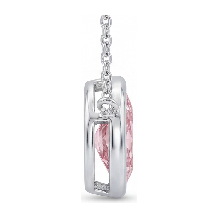 Collier Pendentif Lunette Diamant Rose de laboratoire Marquise 3,5 Carats en Or Blanc 14 Carats