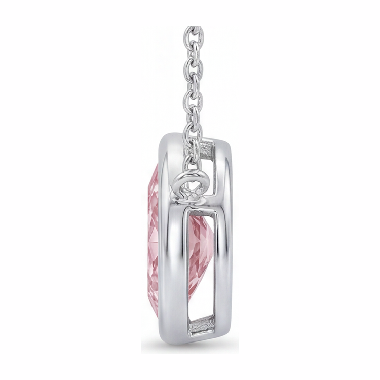 Collier Pendentif Diamant Rose de laboratoire 3,5 Carats Marquise Lunette Or Blanc 14 Carats