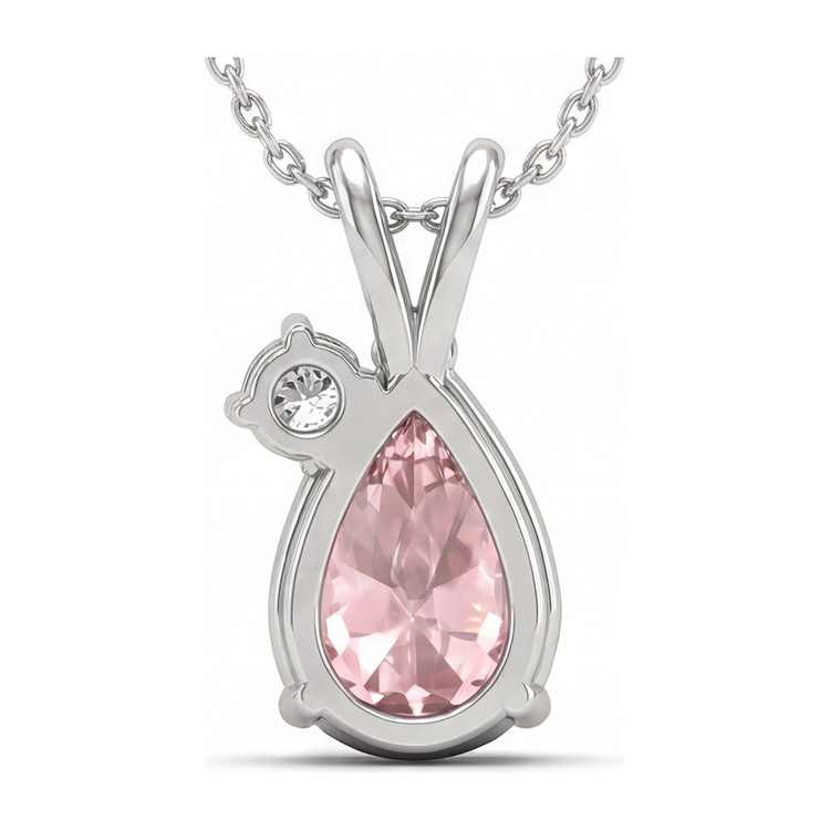 Collier pendentif croisé poire en diamant rose de laboratoire 3,5 carats en Or Blanc 14 carats