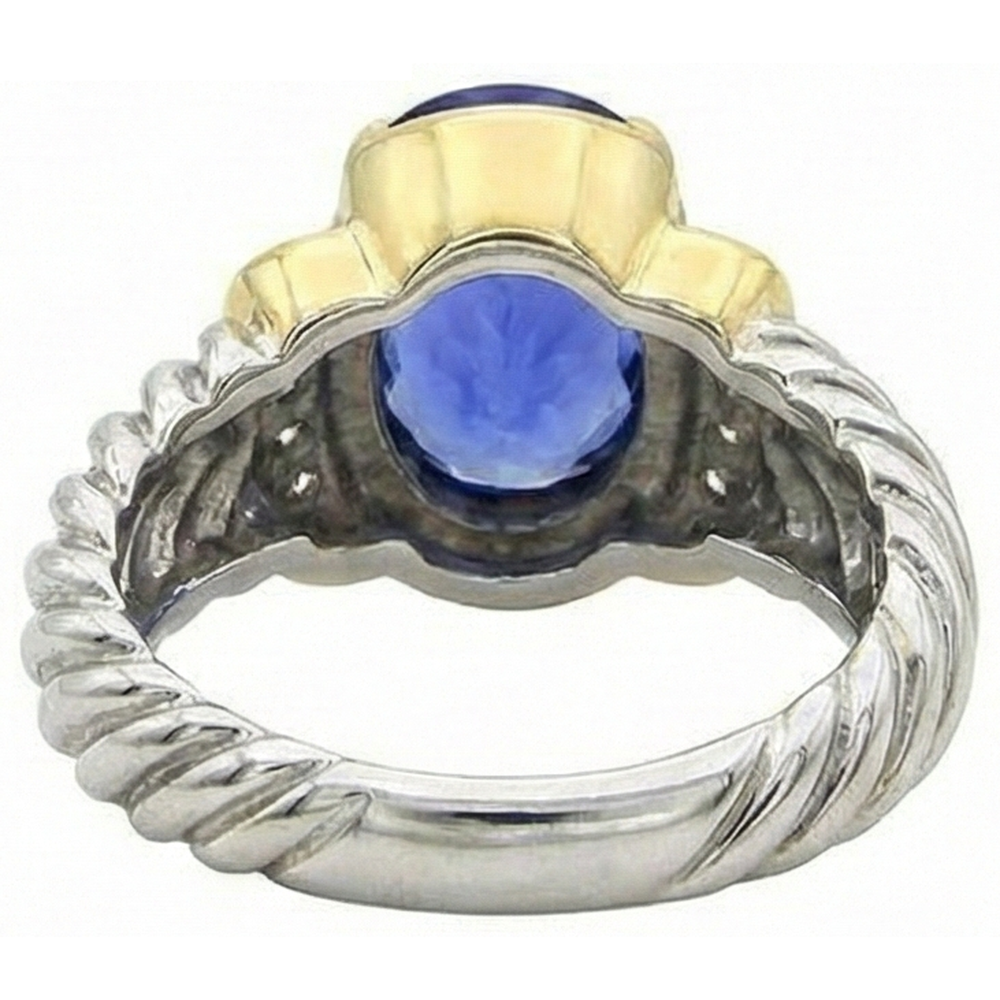 naturel oval tanzanite 3.50carats bague sur blanc