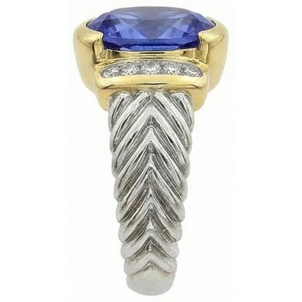 naturel oval tanzanite 3.50carats bague avec accents diamants