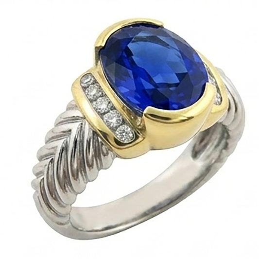 3.50 Carat Ovale Sri Lanka Saphir Diamant Naturels Extraits des Mines ( et non cultivés en laboratoire ) Bague Hommes