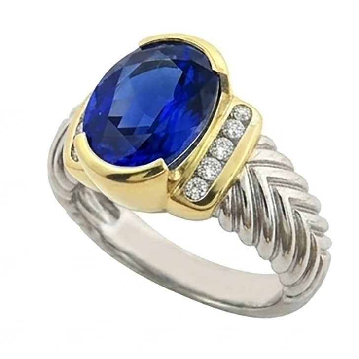 3.50 Carat Ovale Sri Lanka Saphir Diamant Naturels Extraits des Mines ( et non cultivés en laboratoire ) Bague Hommes