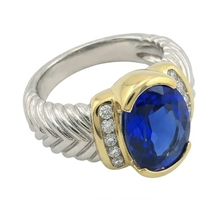 3.50 Carat Ovale Sri Lanka Saphir Diamant Naturels Extraits des Mines ( et non cultivés en laboratoire ) Bague Hommes