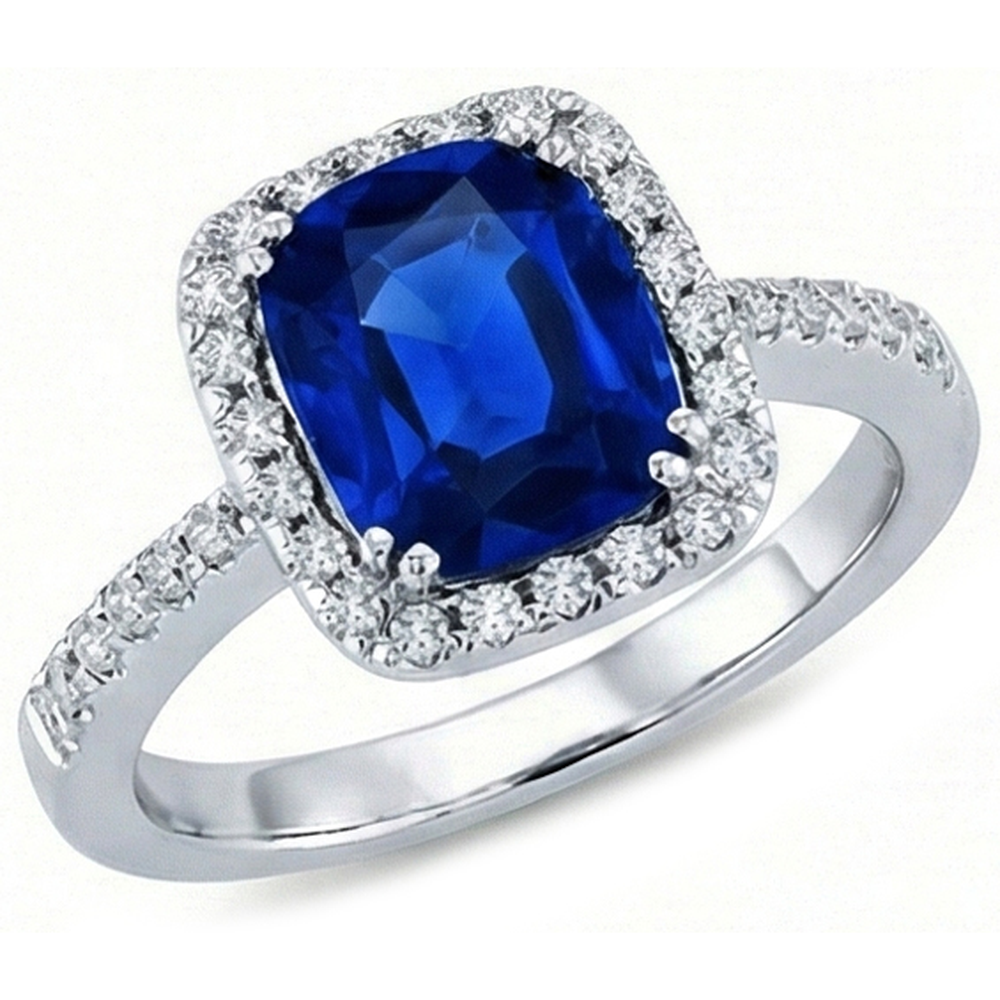 naturel round saphir 3.50carats bague angle de côté