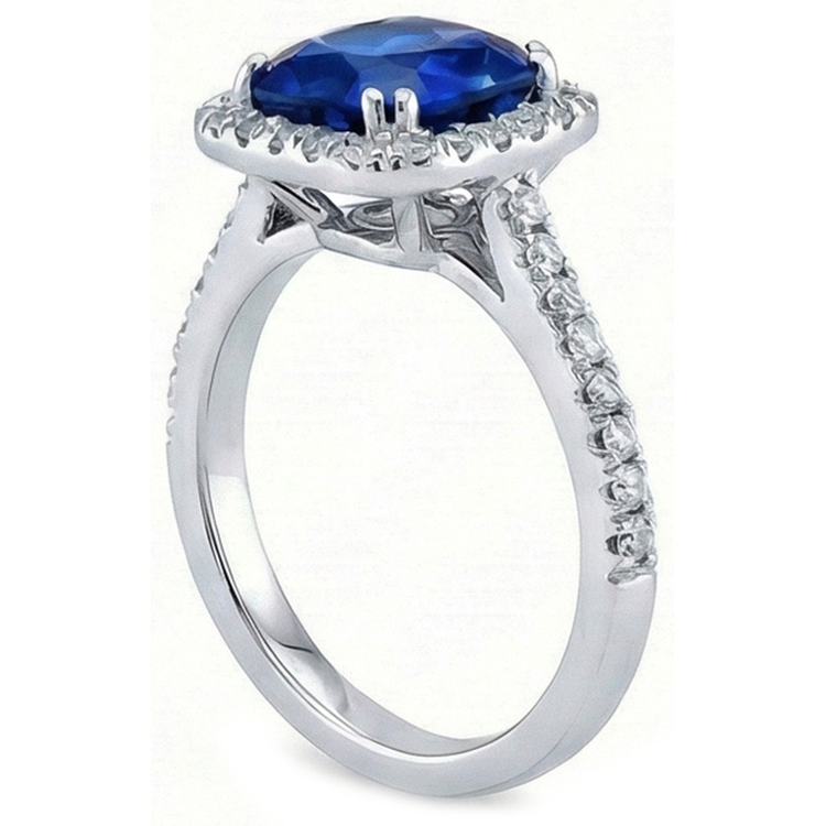 naturel round saphir 3.50carats bague vue de dessus