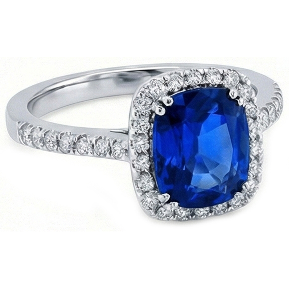 naturel round saphir 3.50carats bague détail rapproché