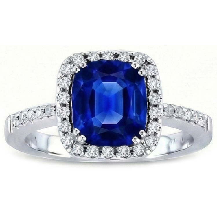 naturel round saphir 3.50carats bague vue de face