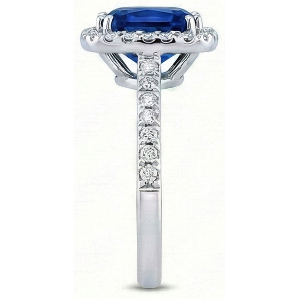 naturel round saphir 3.50carats bague vue de profil