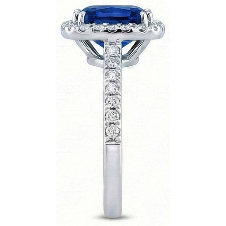 naturel round saphir 3.50carats bague vue de profil
