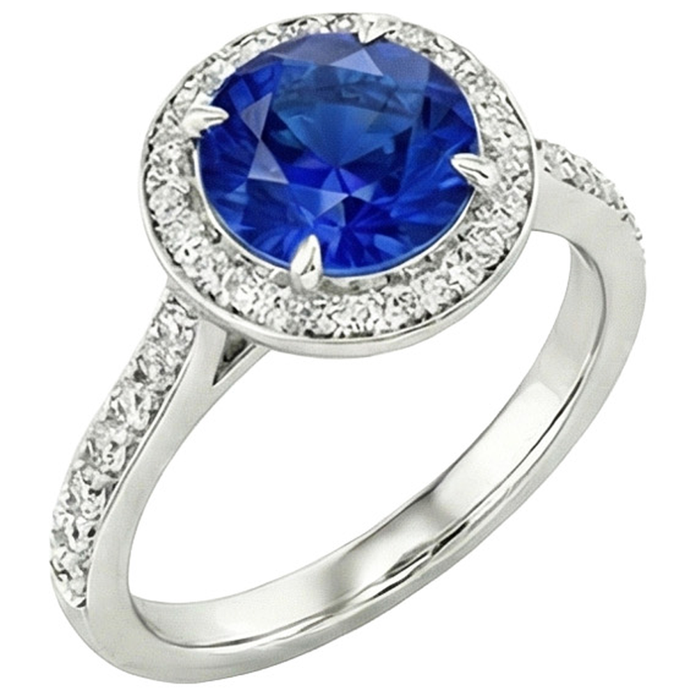 naturel round diamant 3.50carats bague vue de face