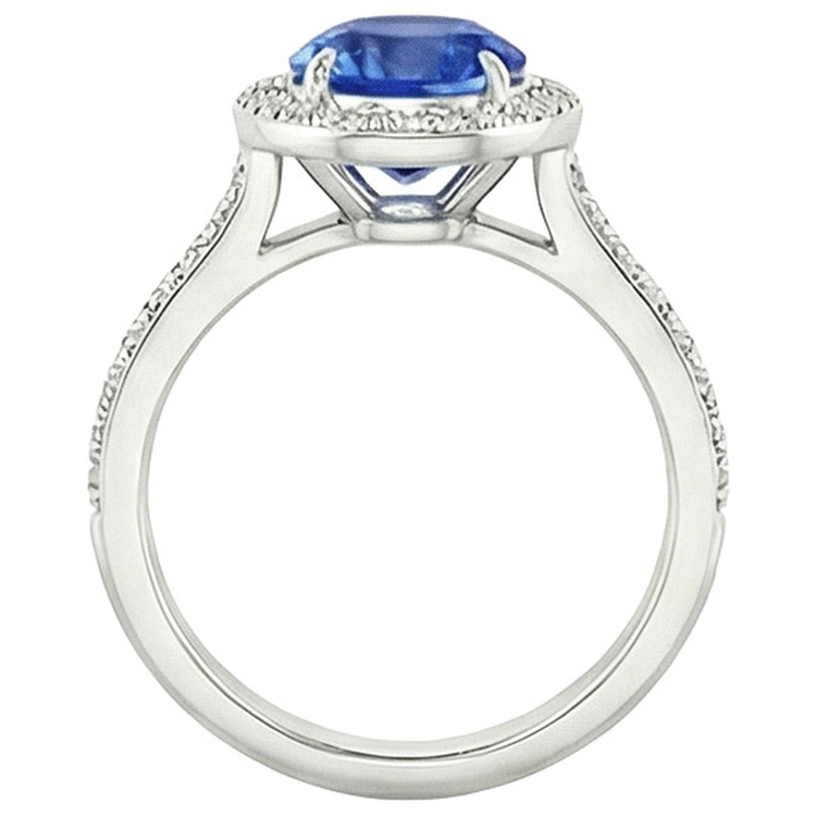 naturel round diamant 3.50carats bague vue de profil