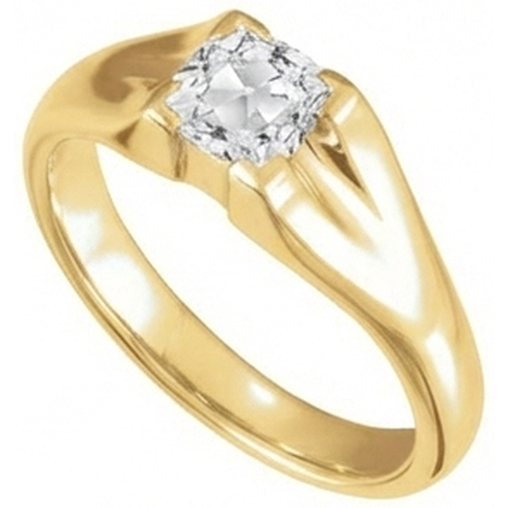 Diamant Fin Bague Mono-Pierre 3,50 carats Or Jaune 14 Carats – vue de face