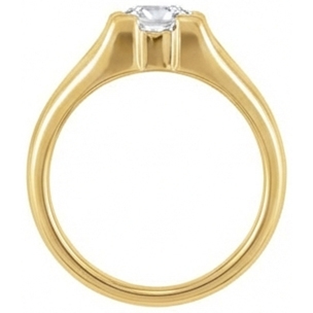 Diamant Fin Taille Coussin Bague Mono-Pierre en Or Jaune 14 Carats – vue de profil