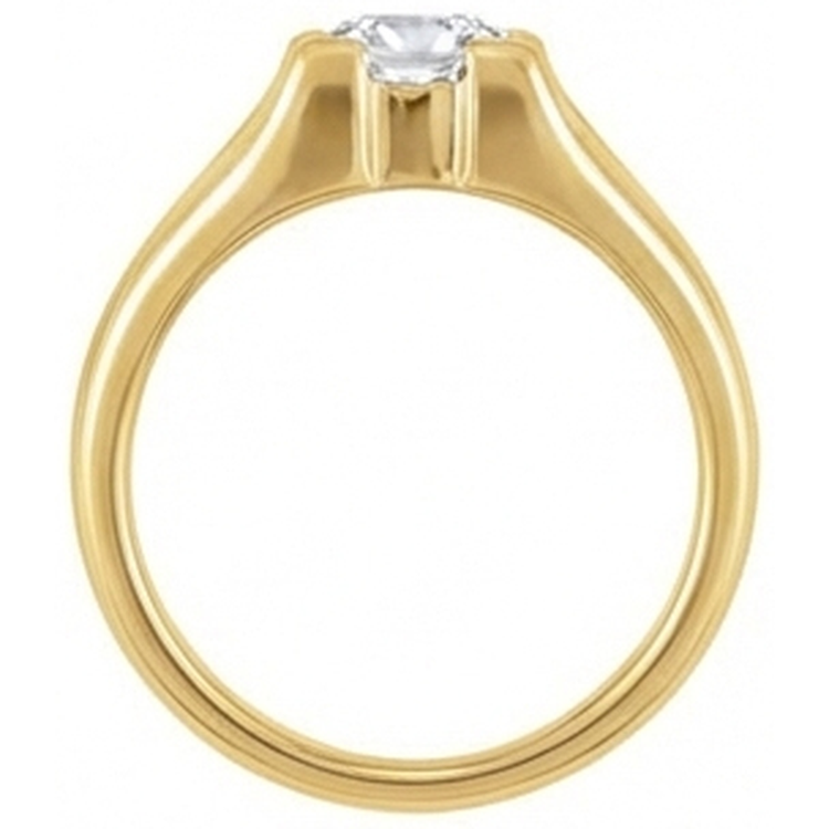 Diamant Fin Taille Coussin Bague Mono-Pierre en Or Jaune 14 Carats – vue de profil