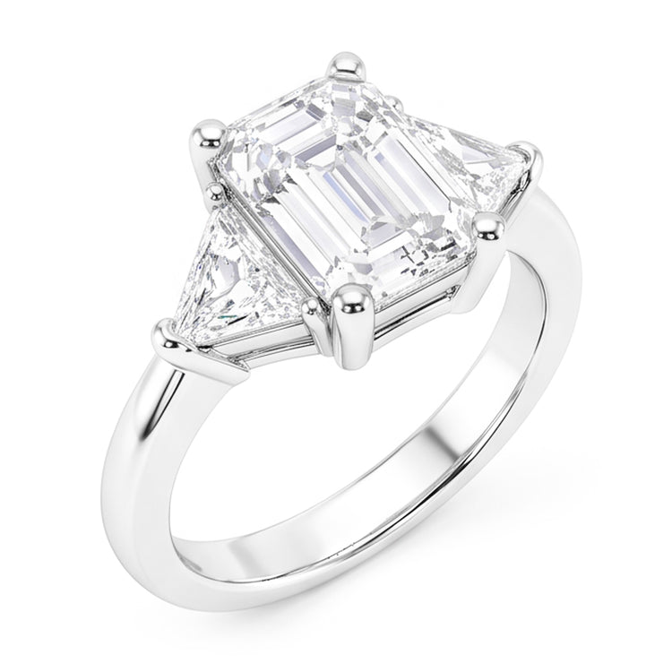 3.50 Carats Emeraude Et Bague De Mariage Réel Diamant Naturels Extraits des Mines ( et non cultivés en laboratoire ) Taille Trillion Trois Pierres