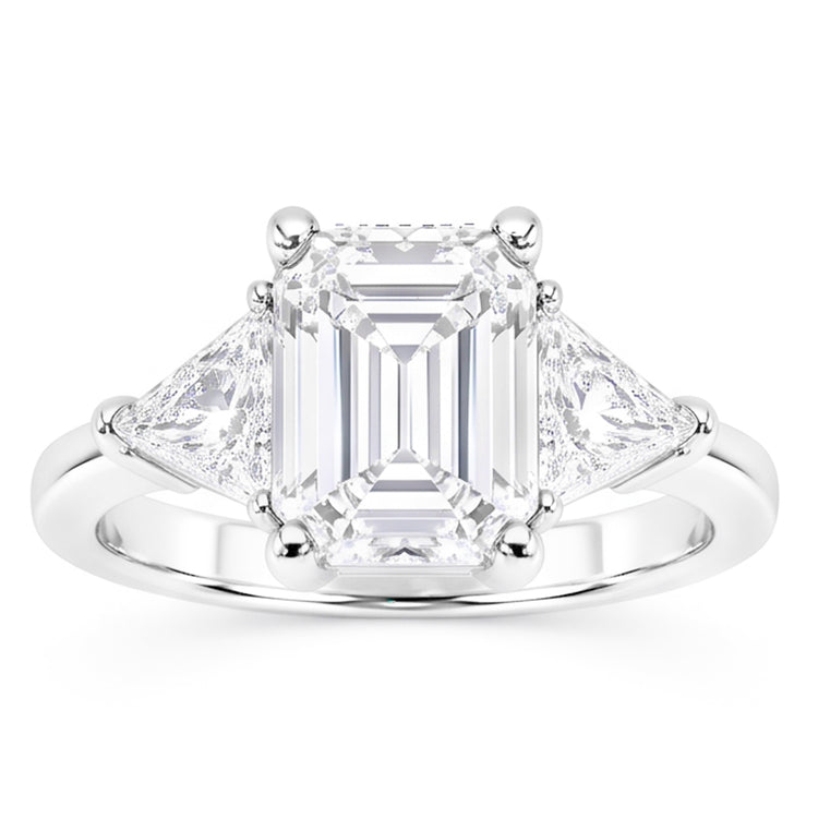 3.50 Carats Emeraude Et Bague De Mariage Réel Diamant Naturels Extraits des Mines ( et non cultivés en laboratoire ) Taille Trillion Trois Pierres