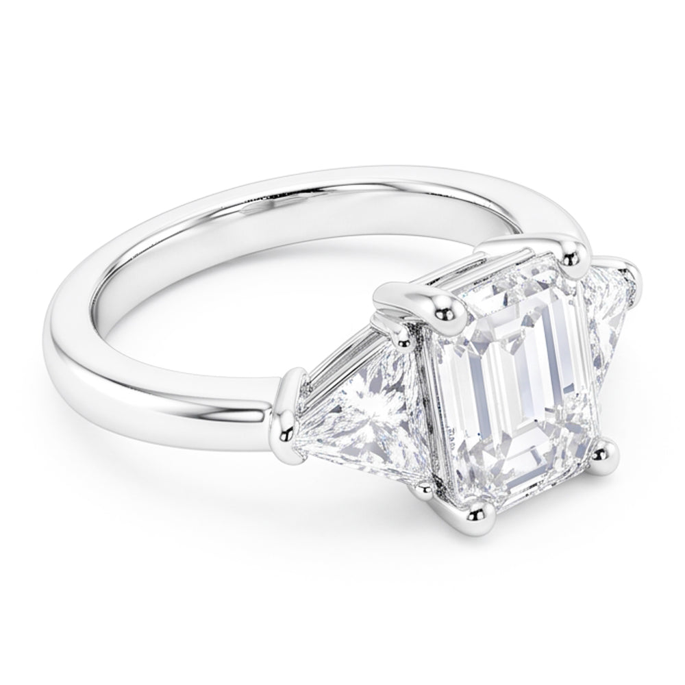 3.50 Carats Emeraude Et Bague De Mariage Réel Diamant Naturels Extraits des Mines ( et non cultivés en laboratoire ) Taille Trillion Trois Pierres
