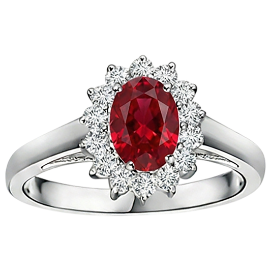 naturel oval rubis 3.50carats bague angle de côté