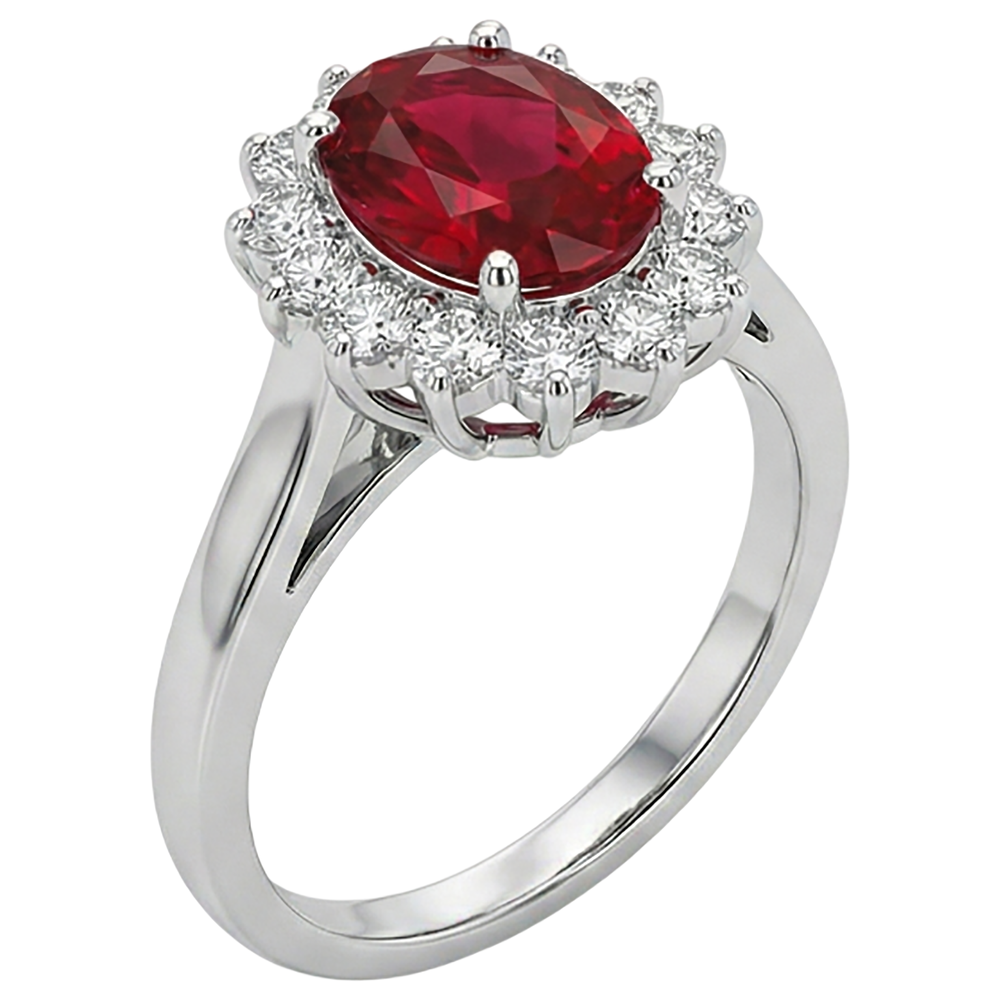 naturel oval rubis 3.50carats bague vue de dessus