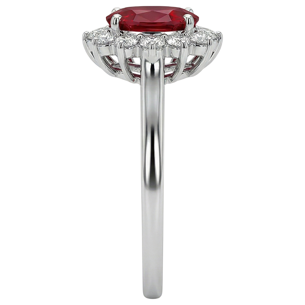 naturel oval rubis 3.50carats bague vue de profil
