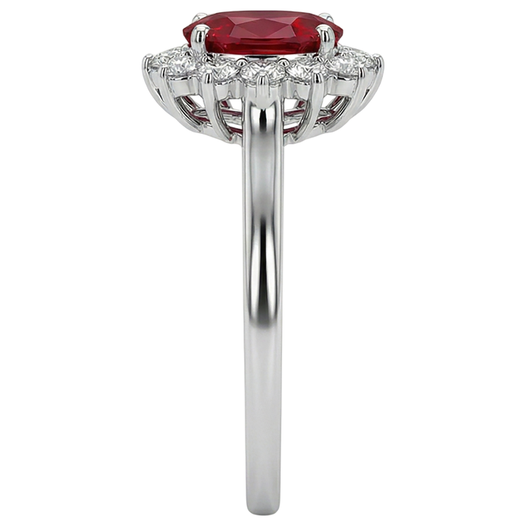 naturel oval rubis 3.50carats bague vue de profil