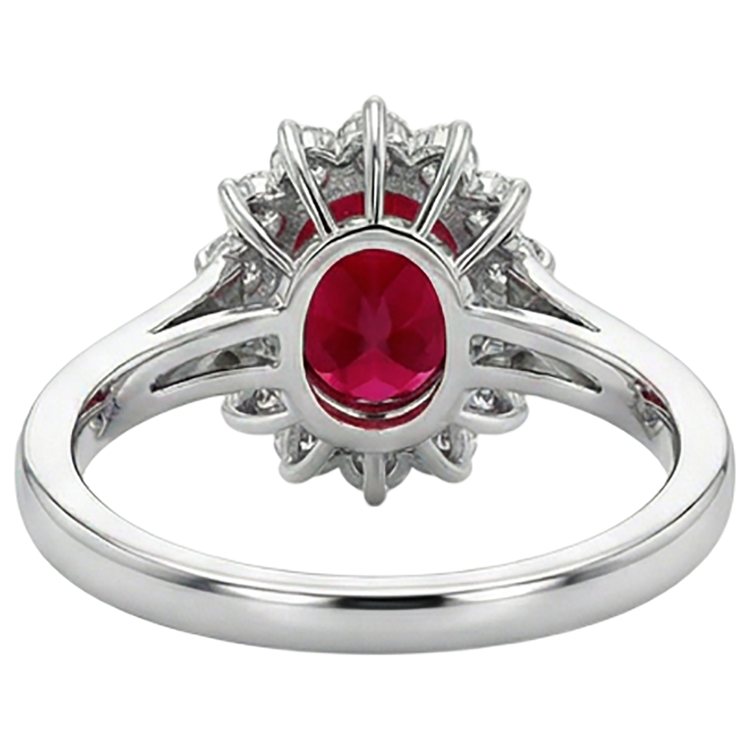 naturel oval rubis 3.50carats bague sur blanc