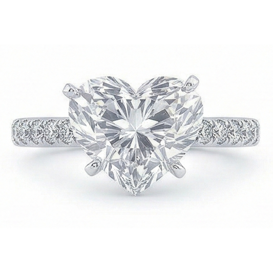 3.50 carats coeur et Réel diamant rond bague de mariage bijoux nouveau